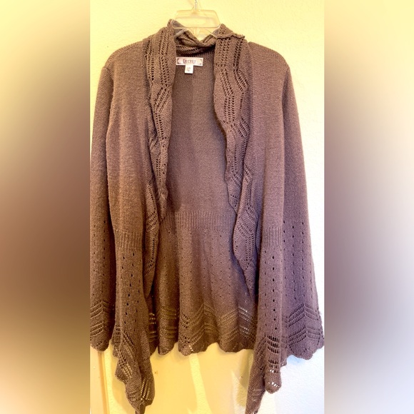 Decree Waterfall Cardigan Sweater Trumpet Sleeve L - Picture 3 of 16